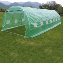 Sera gradina, 12x3x2 m, solar 16 ferestre, folie polietilena 140 g/m, plasa anti insecte