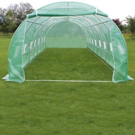 Sera gradina, 12x3x2 m, solar 16 ferestre, folie polietilena 140 g/m, plasa anti insecte