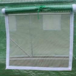 Sera gradina, 12x3x2 m, solar 16 ferestre, folie polietilena 140 g/m, plasa anti insecte