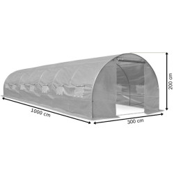 Sera solar pentru gradina 10x3x2 m, tip tunel, 14 ferestre cu plasa anti-insecte, 1 usa rulanta