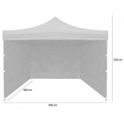 Cort de gradina 3x3 m, pavilion 3 pereti, inaltime reglabila, cadru otel, alb