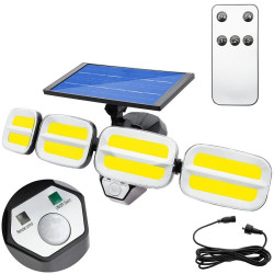 Proiector solar LED 20W, 3 programe iluminare, senzor miscare, telecomanda, IP65