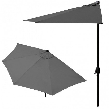 Parasolar tip umbrela cu manivela, diametru 270 cm, forma semicerc, montare pe perete, otel