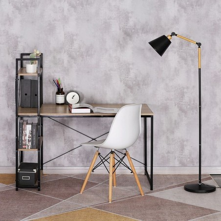 Birou cu biblioteca 120x64x70 cm, 4 rafturi laterale, lemn si metal, stil industrial