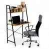 Birou stil industrial 142x84x47 cm, biblioteca 2 rafturi, structura otel