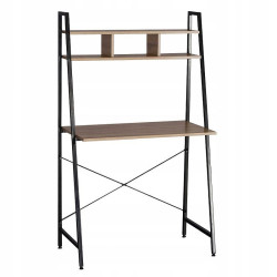 Birou stil industrial 142x84x47 cm, biblioteca 2 rafturi, structura otel