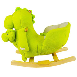 Balansoar Dinozaur muzical pentru copii, 60x34x45 cm, leagan centura siguranta