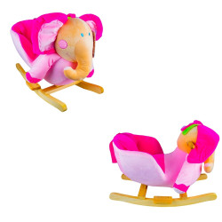 Balansoar Elefant roz, pentru bebelusi, roti rabatabile, centura de siguranta, muzica