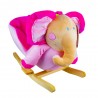 Balansoar Elefant roz, pentru bebelusi, roti rabatabile, centura de siguranta, muzica