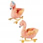 Balansoar cu roti, Flamingo roz, 58x34x66 cm, muzica, roti pliabile