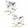 Balansoar Unicorn alb, suport lemn, sezut plus, centura siguranta, 68x34x54 cm