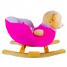 Balansoar Ursulet roz, suport lemn, sezut plus cu centuri, 60x34x45 cm