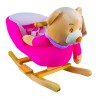 Balansoar Ursulet roz, suport lemn, sezut plus cu centuri, 60x34x45 cm