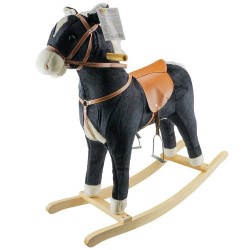 Calut balansoar negru, design realist, 78 cm inaltime, sa cu suport picioare