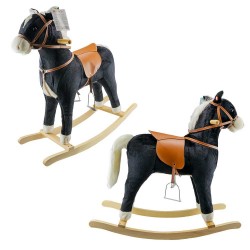 Calut balansoar negru, design realist, 78 cm inaltime, sa cu suport picioare