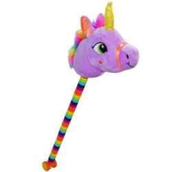 Unicorn pentru calarit, suport tija si rotile, sunete muzicale, 80 cm