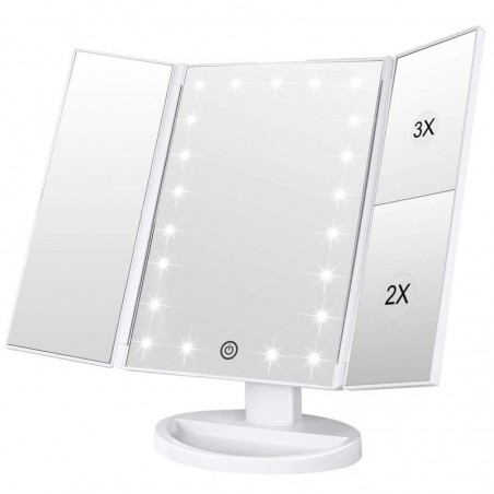 Oglinda cosmetica LED, rotativa, iluminare reglabila, zoom 2x si 3x, RESIGILAT