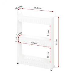 Raft universal pe roti, modular, 3 rafturi, 72x54.5x12.5 cm