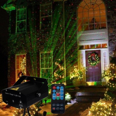 Proiector laser holografic, stele in joc de lumini, cu telecomanda si senzor sunet, RESIGILAT