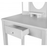 Set masa de toaleta pentru fetite 81x32x46 cm, scaun, 3 oglinzi, sertar, design elegant, lemn, alb