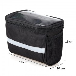 Geanta bicicleta, fixare pe ghidon, compartiment telefon, 19x10x16 cm