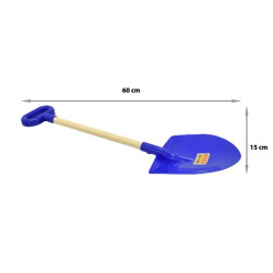 Lopatica din plastic, maner confectionat din lemn, diverse culori, 60x16x5 cm