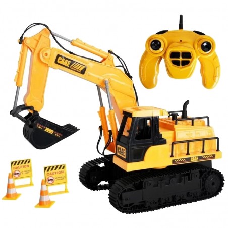 Excavator cu telecomanda 7 canale, reincarcabil USB, 18x13.5x33.5 cm, rotire 360 grade, RESIGILAT
