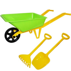 Set roaba cu lopata si grebla, jucarie gradinarit, plastic, multicolor