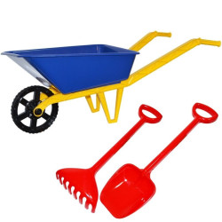 Set roaba cu lopata si grebla, jucarie gradinarit, plastic, multicolor
