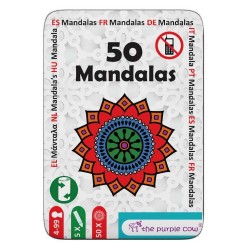 Set creativ, 50 desene Mandala, 5 creioane colorate