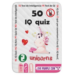 Joc 50 teste de inteligenta, tematica unicorn, IQ quiz, creion inclus
