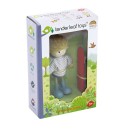 Figurina Edward si Skateboard-ul, membre ajustabile, lemn, 3 ani+