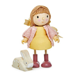 Figurina Amy Si Iepurasul, din lemn, 18 x 12 x 6 cm