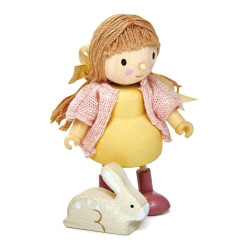 Figurina Amy Si Iepurasul, din lemn, 18 x 12 x 6 cm