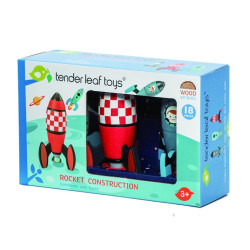 Joc constructie de rachete, 18 piese din lemn, 18 luni+