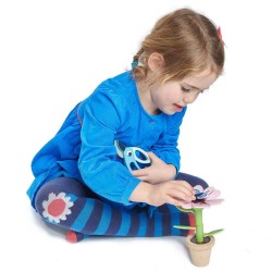 Joc educational, Ghiveci cu flori pentru gradina, 15 piese, lemn, 3 ani+