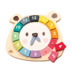 Ceas din lemn in forma de urs, multicolor, 12 piese