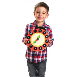 Ceas educativ din lemn, model buburuza, 3 ani+