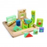 Puzzle educativ, cuburi gradina, lemn, 17 piese
