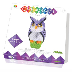 Origami 3D model bufnita, 657 piese, material hartie