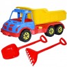 Camion de jucarie, bena basculanta, cu lopata si grebla, multiple culori