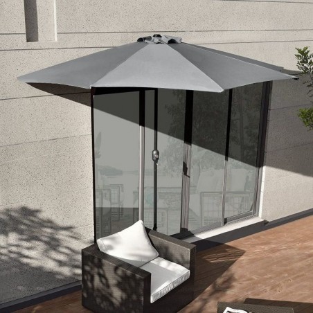 Parasolar tip umbrela cu manivela, diametru 270 cm, forma semicerc, montare pe perete, otel