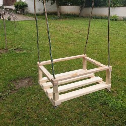 Leagan din lemn pentru copii, sezut 39x29 cm, franghii suspendare 150 cm, greutate maxima 30 kg
