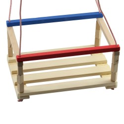 Leagan din lemn pentru copii, franghii 150 cm, prindere cu inele metalice, 36x26x18 cm