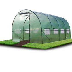 Sera tip tunel, 6x3x2m, folie cu filtru UV4, impermeabil, ferestre, usa, cadru metalic 2.5 cm