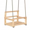 Leagan lemn pentru copii, cu spatar, 40x30x28 cm, franghii 150 cm, cu inele