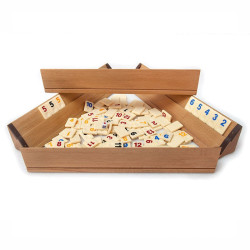 Joc remi din lemn, 2-4 jucatori, 104 piese, table lacuite