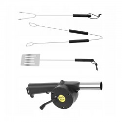Gratar de gradina mobil, accesorii gatit si suflanta, rafturi depozitare, 35x86x81 cm