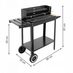 Gratar de gradina mobil, accesorii gatit si suflanta, rafturi depozitare, 35x86x81 cm