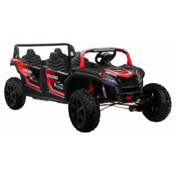 ATV buggy electric, 4 locuri, Bluetooth, roti pnematice, negru/rosu